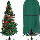 Christmas Tree Cover with Adjustable Straps, Durable Upright Xmas Storage Bag with Zipper & Drawstring for 7.5 Foot Artificial Standing Tree with Ornaments, Waterproof, Dustproof
