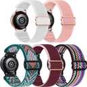 5 pack Stretchy Nylon Watch Bands Compatible with Samsung galaxy watch active 2 bands 40mm 44mm/Active 40mm/Galaxy Watch 3 41mm/Galaxy Watch 42mm/Gear S2/Galaxy Watch 4 5 6 7 20mm Wristband (White/Wine-Red/Pink/Green Arrow/Multicolor)