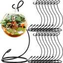 Peohud 16 Pack Ornament Display Stand, 9 Inch Iron Glass Ball Ornament Holder Stand, Air Plant Hanger Stand Home Decors Hook for Hanging Glass Globe, Air Plant Terrarium, Witch Ball, Black