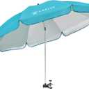 AMMSUN XL Chair Umbrella with Universal Clamp Adjustable 47 inches and 360-degree Swivel UPF 50+, Portable Clamp on Camping or Beach Chair, Stroller, Wheelchair, Golf cart, Bright Blue, Large-sized