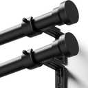 YaFex Curtain Rods 2 Pack 32-84 Inch, Heavy Duty 1 Inch Curtain Rod, Black Long Adjustable Window Treatment Rods, Modern Design, Easy Installation