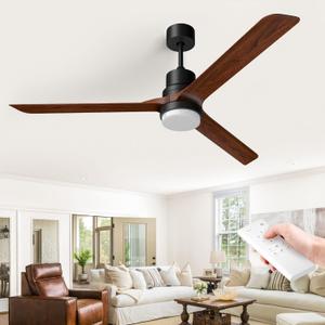 BECLOG Ceiling Fans with Lights Outdoor/Indoor, 60" Ceiling Fan with LED DC Motor Ceiling Fan Modern for Dining Room, Bedroom, Living Room, Patios, Farmhouse (60" Walnut)