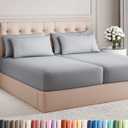 Split King 7 Piece Sheet Set - Comfy Breathable & Cooling - Soft Hotel Luxury Bedding Set with 8-16 Inch Deep Pockets - 1 Flat & 2 Fitted Sheet & 4 Pillowcases - Wrinkle Free & Easy Care - Steel Blue