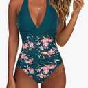 SUUKSESS Women Sexy Tummy Control One Piece Swimsuits Halter Push Up Bathing Suits XXL