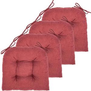 Chair Cushion, 4 Pack Chair Cushions for Dining Chairs, Chair Pads and Mat with Ties for Indoor Kitchen Seat and Desk (Bordeaux Red, 4 Count - 17 x 16 in)