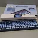 Wireless Keyboard and Mouse Combo, Retro Typewriter Keyboard with Round Keycaps, Full-Size Ergonomic, Blue, Ideal for Windows PC, Home, Office, and College, Wireless Keyboard Mouse Combo