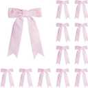 2 x Meseey 12 Pcs Pink Velvet Bows with Twist Tie 3.5 Inch Pre-Tied Vintage Christmas Velvet Ribbon Bows for Treat Bags Gift Wrapping Basket Wedding Baby Shower Brithday Party