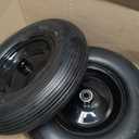 (2-PACK) 4.80/4.00-8" Tire and Wheel - Universal Fit 16" Flat Free Solid Wheelbarrow Tires with 3" Hub and 5/8" Bearings  Extra Adapter kit includes 3/4" Ball Bearings, 1" and 1/2" Nylon Spacers