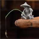 livelyfish Mini Fisherman Statue Asian Zen Decoration Sitting Fishing Figurines Sandstone Vintage Ornament for Aquarium Fish Tank Pot Garden Home Japanese Decor (C2)