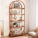 Tribesigns 5-Tier Open Bookshelf, 70.8" Tall Arched Bookcase, Modern Brown Storage Bookshelves, Freestanding Display Rack Shelving Unit for Office, Bedroom, Living Room, Easy Assembly (1PC)