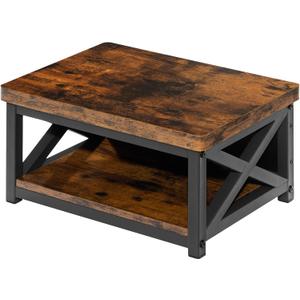 Wooden Step Stool for Bed  8 Inch Bedside Step Stool for Adults, Anti-Slip Feet, Heavy-Duty Steel Frame, 500 lb Capacity, Step Stool with Storage Shelf  Rustic Brown, Assembly Required