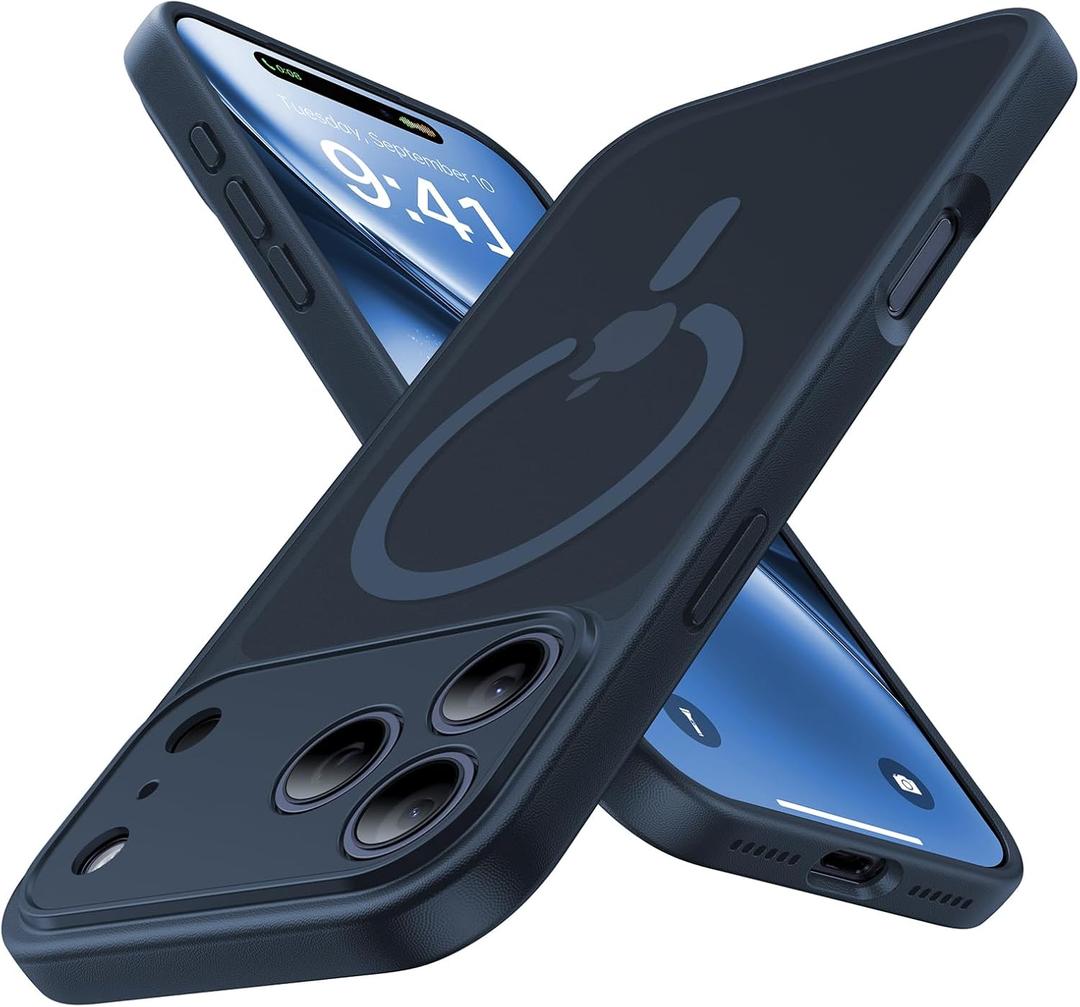 Maozis Magnetic Shockproof for iPhone 17 Pro Max Case,[Camera Protection][Compatible with Magsafe][Non-Slip][Mil-Grade Protection]Slim Translucent Matte Phone Case for iPhone 17 Pro Max,Midnight Blue