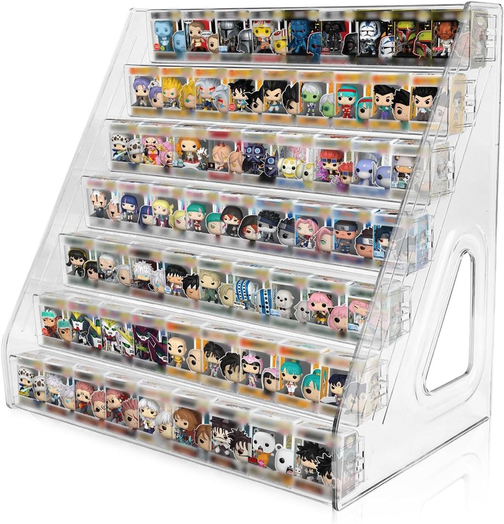 BOHOIDEE 7 Layers Clear Display Shelf for Funko Bitty Pop, Acrylic Figure Display Stand Toys Stand for Mini Collectible Toys