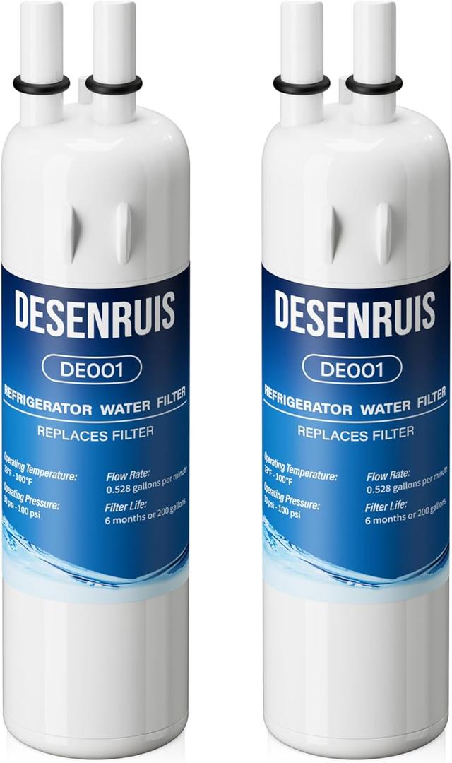 W10295370A Filter Replacement Compatible with EDR1RXD1, Filter 1, P8RFWB2L, W10295370, W10291030, WRL767SIAM, WRS322FDAB, Reduces 99% of Chlorine, Free-Lead, Pack of 2, By DESENRUIS