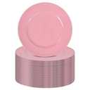 FXKS 50 Pcs Pink Charger Plates, 13 Inch Round Plastic Chargers for Dinner Plates, Elegant Wedding Plate Charger Bulk, Reusable Chargers Serving Plates for Wedding Party Event Tabletop Decoration