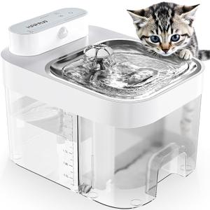 Cat Water Fountain, Wastewater Separation & No Filter Cotton, Pet Water Dispenser with 101oz/3L Large Capacity Tank, Wireless Automatic Water Fountains for Cats Indoor Cat Watering Supplies