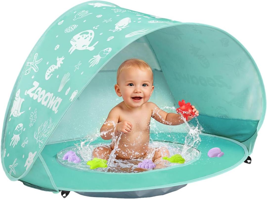 Baby Beach Tent, Pop Up Beach Tent Sun Shade for Beach, Portable Shade Pool UV Protection Sun Shelter for Infant with Beach Sand Toys Set