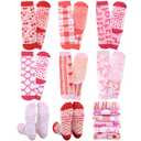 Silicherry 6 Pairs Wedding Pilates Socks for Women Novelty Socks Non-slip Grippy Yoga Gift Supplies for Dance Workout(Pink Bow) (Pink)
