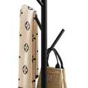 Metal Coat Rack Stand with Natural Marble Base, Coat Rack Freestanding, Easy to Assemble and Sturdy Bionic Hall Tree with 8 Hooks for Home Entry-way Hat Hanger Organizer (Black)