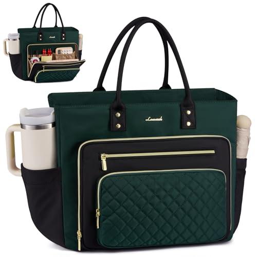 LOVEVOOK Laptop Tote Bag for Women With Large Cup Holder, Work Bags Teacher Nurse Bag, 15.6 Inch Professional Briefcase Business Travel Large Purses Handbag Gifts, Diaper Bag With Multi-Pockets