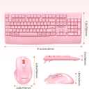 MEETION Wireless Keyboard and Mouse, Full-Sized Cordless Keyboard with Wrist Rest, 3 DPI Adjustable Mouse, Keyboard and Mouse Set with 2.4GHz USB Receiver, for PC/Computer/Laptop/Windows/Mac, Pink