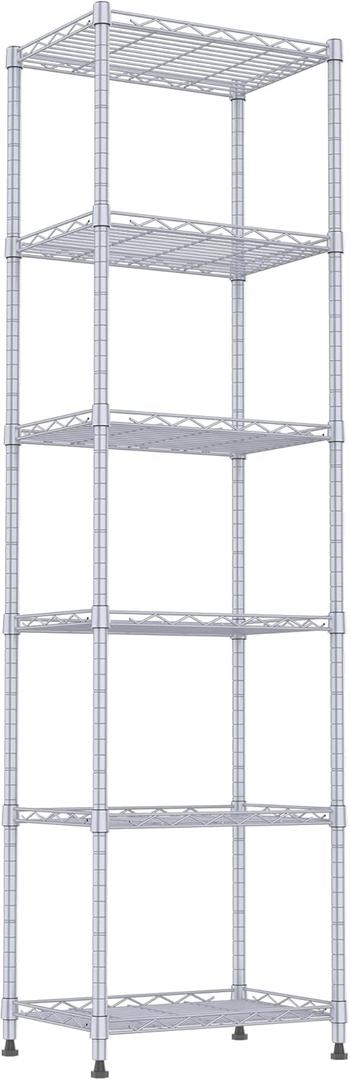 REGILLER 6 Wire Shelving Steel Storage Rack Adjustable Unit Shelves for Laundry Bathroom Kitchen Pantry Closet(Black, 11.7" D x 16.8" W x 63" H) (6tier 11.7"D x 16.8"W x 63"H)