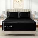 VACVELT 3pcs Extra Deep Pocket Satin Fitted Sheet Set King Bed Set, Black Bottom Sheet Fit 18-24 Inch Deep Pocket Mattress, Silky Bedding Set Soft & Ultra Deep Fitted Sheet & 2 Pillowcase