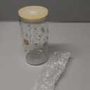 SANDJEST Flower Glass Can, Floral Cup with Lid & Straw, Iced Coffee Aesthetic Cups, Idea Gift for Christmas Birthday Mother Day, Gifts for Women, 16oz