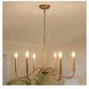Generies Antique Spray Gold Farmhouse Chandelier, 6 Light Rustic Dining Room Light Fixtures, Modern Industrial Chandeliers Candle Ceiling Light for Bedroom Foyer Living Room Kitchen Island Entryway