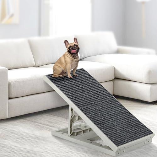 Indoor Dog Ramp Bed for Small Medium Pets, Folding Collapsible Cat Ramp, Adjustable Height Dog Ramp with Non-Slip Carpet for Couch, Sofa, Chair