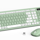 Wireless Keyboard and Mouse Combo, FullSized Wireless Keyboard and Adjustable DPI Mouse, 2.4GHz USB Receiver, Silent Keyboard and Mouse for PC, Windows, MAC, Desktop, Laptop (Avocado Green)