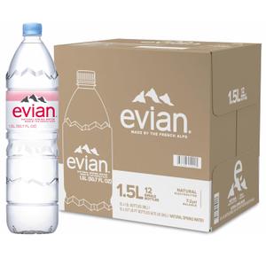 Evian Natural Spring Water, 1.5 L bottle (Pack of 12) (50.7 Fl Oz (Pack of 12))