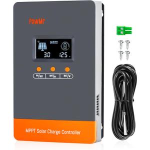 PowMr 100A MPPT Solar Controller 12V/24V/48V Auto, MPPT Charge Controller 100 Amp w/ LCD Display, Support 12(Max) Solar Regulator Connections in Parallel, Work with Lead-Acid and Lithium Batteries