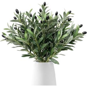 5 Pcs 17 Inch Artificial Olive Branches with Lifelike Olives Fake Greenery Olive Large Long Stems for Wedding Bouquet Table Centerpieces Home Decor DIY Floral Craft