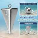 Fishing Weights Pyramid Sinkers Kit Bullet Fishing Weights Sinkers for Ocean Saltwater Surf Fishing Gear Tackle 1oz 2oz 3oz 4oz