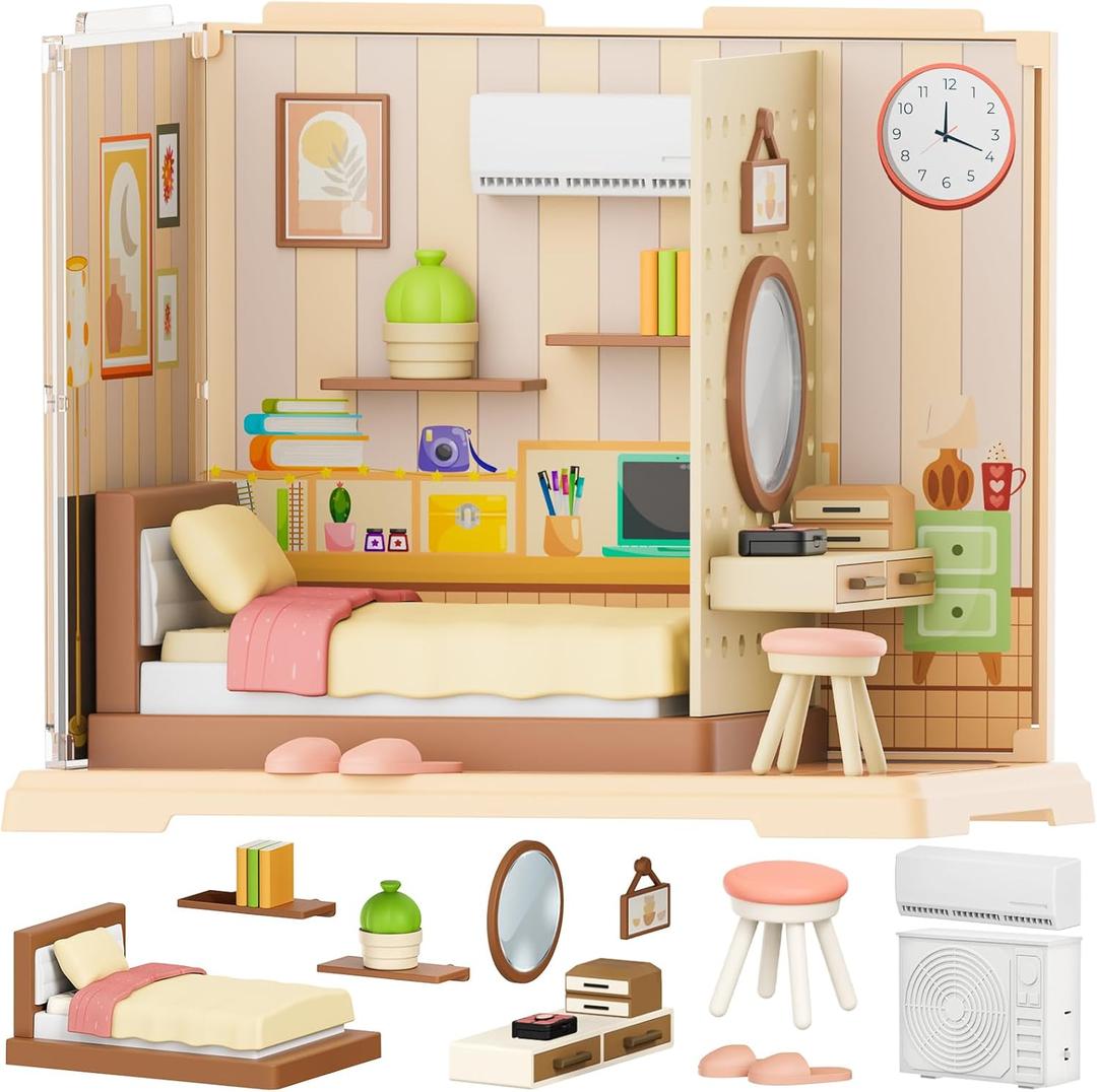 DIY Miniature House Kit, Dollhouse Kit, Miniature Kit, DIY Mini House Building Kit for Adult Teen, Tiny Room Making Kit Craft Hobbies Gift, Cozy Dream Bedroom