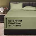 Royale Linens Extra Deep Pocket Queen Fitted Sheet Only - Queen Size Deep Pocket Sage Green Fitted Sheet -Fits 18 to 24 inch Thick Mattress- Soft & Breathable Elastic Sheets (60x80 Inches, Sage Green)