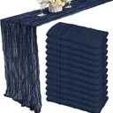 12 Pack Cheesecloth Table Runner 35x72 Inch Boho Gauze Table Runner Rustic Cheese Cloth Long Romantic Table Runners for Wedding Bridal Shower Birthday Party Table Decor (Navy Blue)