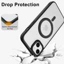 ZIYE Magnetic Case for iPhone 13 Case with Stand [Compatible with MagSafe] Slim Shockproof Military Grade Heavy Duty Cover with 360 Rotatable Ring Kickstand for Women Men, Translucent Black