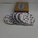 12 Pcs 10 Inch Blue and White Plastic Plate Floral Thickened Blue White Serving Dishes Vintage Heavy Duty Platters Reusable for Dinner Salad Dessert Appetizer, Microwave and Dishwasher Safe