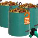 FEED GARDEN 72 Gallon Reusable Yard Waste Bags, 3 Pack Heavy Duty Lawn and Leaf Bags with 4 Reinforced Handles Stand Up for Leaves Grass Clippings Debris Includes Gardening Gloves