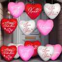 Jetec 12 Pcs 12'' Valentine's Day Inflatable Hearts Outdoor Decorations, Large Inflatable Heart Valentines Hanging Ornaments for Wedding Anniversary Holiday Party Yard Decor(Mixed Color,Letter)