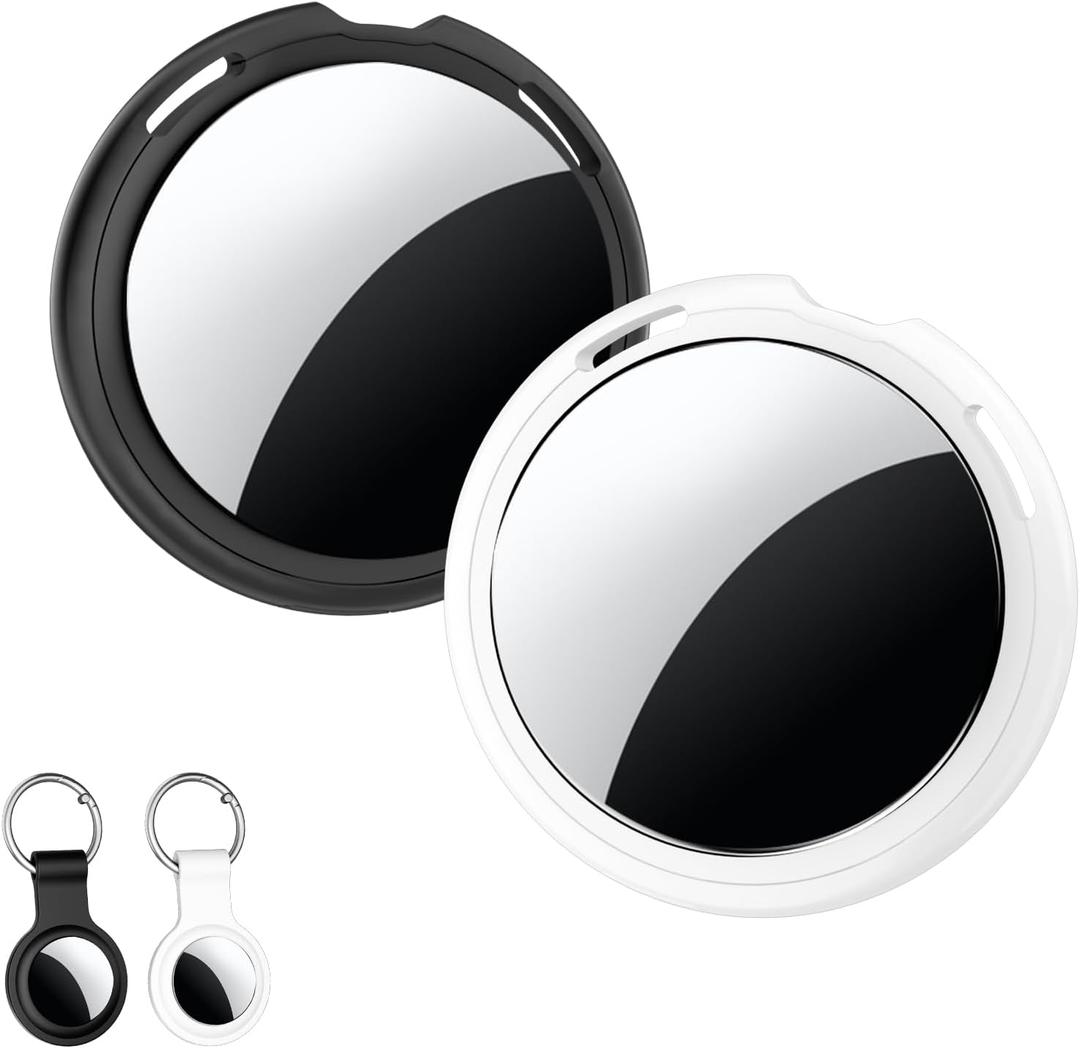 2 Pack Air Tracker Tag [Apple MFi Certified] Pair with Apple Find My(iOS Only) Bluetooth Smart Air Tag Key Finder Item Locator Waterproof Finder Worldwide Tracking for Pet Wallet Backpack Dog Luggage (Black+White)