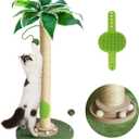Cat Scratching Post 33'' Cat Scratcher Tall Scratching Posts for Indoor Cats with Cat Toy and Interactive Ball Self Groomer for Kittens Adults Cats