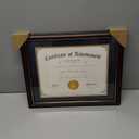 ELSKER&HOME 8.5x11 Document Frame - Matte Reddish Brown Wood Color Frame - Made for Certificates Sized 8.5x11 Inch with Mat and 11x14 Inch Without Mat (Double Mat, Navy with Golden Rim)