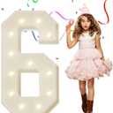 4FT Marquee Numbers, Large Light Up Numbers 6 for 6th 16th 60th Birthday Party Decorations, Giant Light Up Number for Anniversary Decor, 4 Feet Mosaic Number 6 with LED Lights DIY Kit