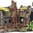 Aquarium Decorations Large Fish Tank Ornament Reptile House Shelter Decor Aquarium Hides with Betta Cave Temple Ruins Tree House Aquarium Landscape Decoration