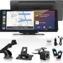 Portable Carplay Screen for Car, 10" Wireless Carplay & Android Auto, OTA Updates, Car Play Touchscreen with 1080P Backup Camera,GPS Navigation,Voice Control,5.0 Bluetooth (10inch)