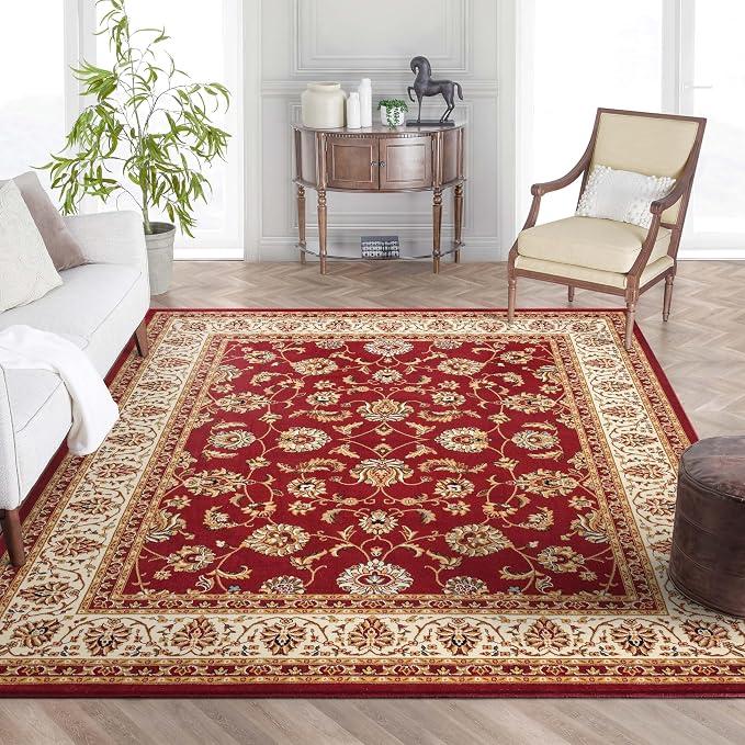 Well Woven Barclay Collection Sarouk Red 2x7 Runner Rug - for Hallways, Kitchens, and Entryways