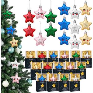15 Sets Christmas Inspirational Gifts You're a Star Keep Shining Ornament with Support Boxes Plastic Positive Star Hanging Gift for Student Class Teacher Employee Coworker Xmas Tree Decor